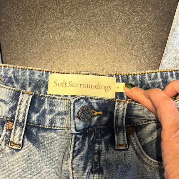 Soft Surroundings Women’s Jeans Sz 8 Stretch High Rise Slim Skinny Leg Acid Wash - Picture 2 of 7